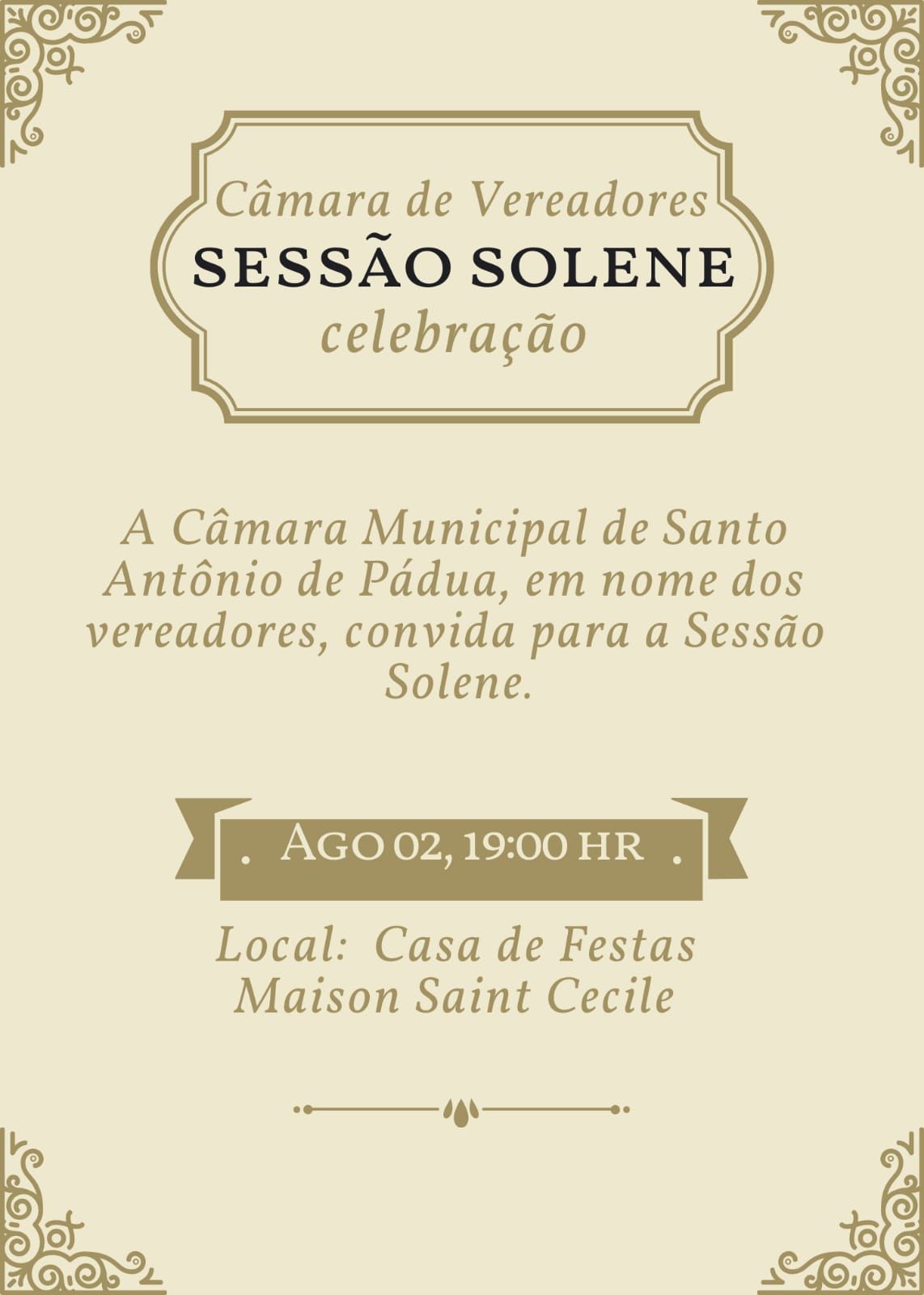 Informações da Sessão Solene