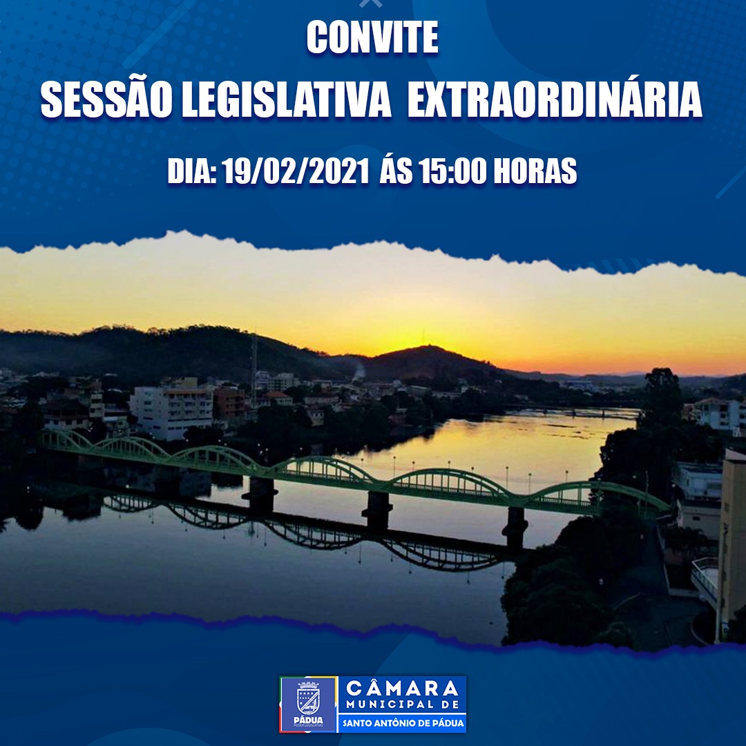 Sessão Legislativa Extraordinária dia 19 de Fevereiro de 2021 às 15h00min